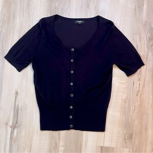 PREMISE STUDIO Dark Nacy Blue Cardigan Sweater Rhinestone Button Women's Medium